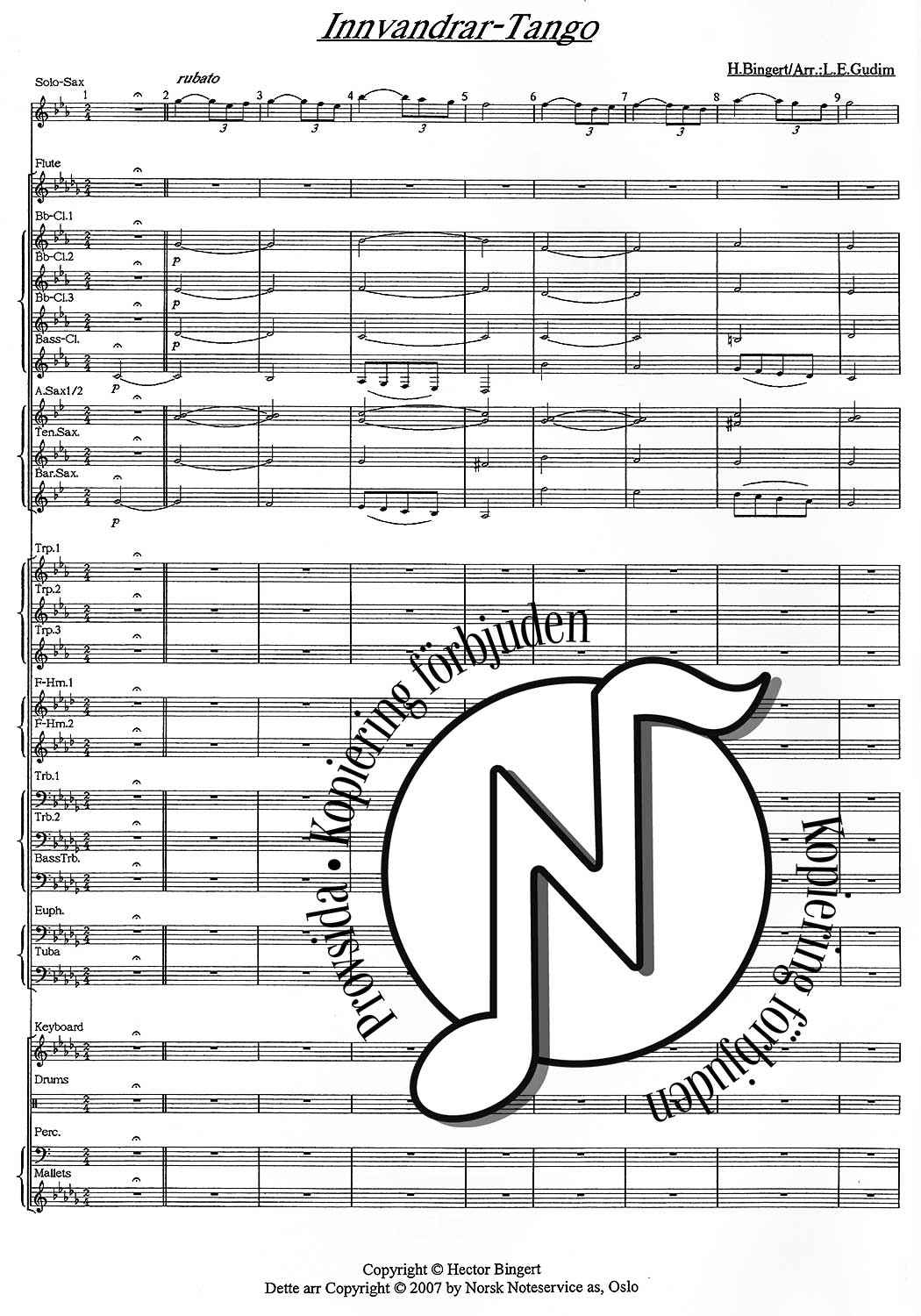 Innvandrar Tango (Blåsorkester Grade 4)