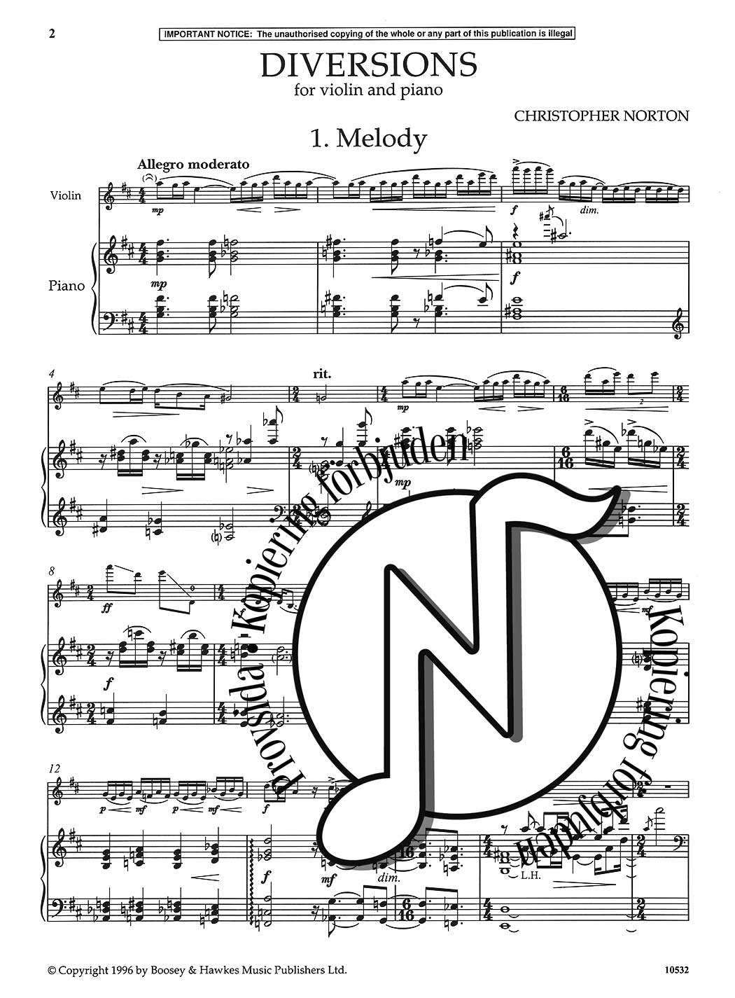 Diversions for Violin and Piano