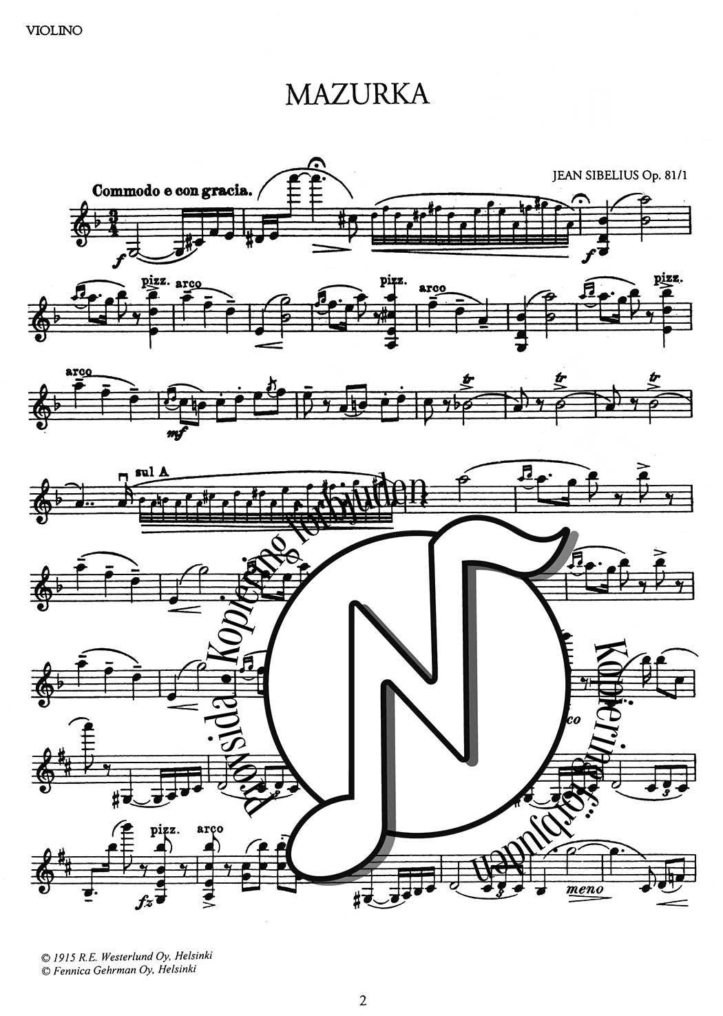 Jean Sibelius: Five Pieces for Violin and Piano Op. 81