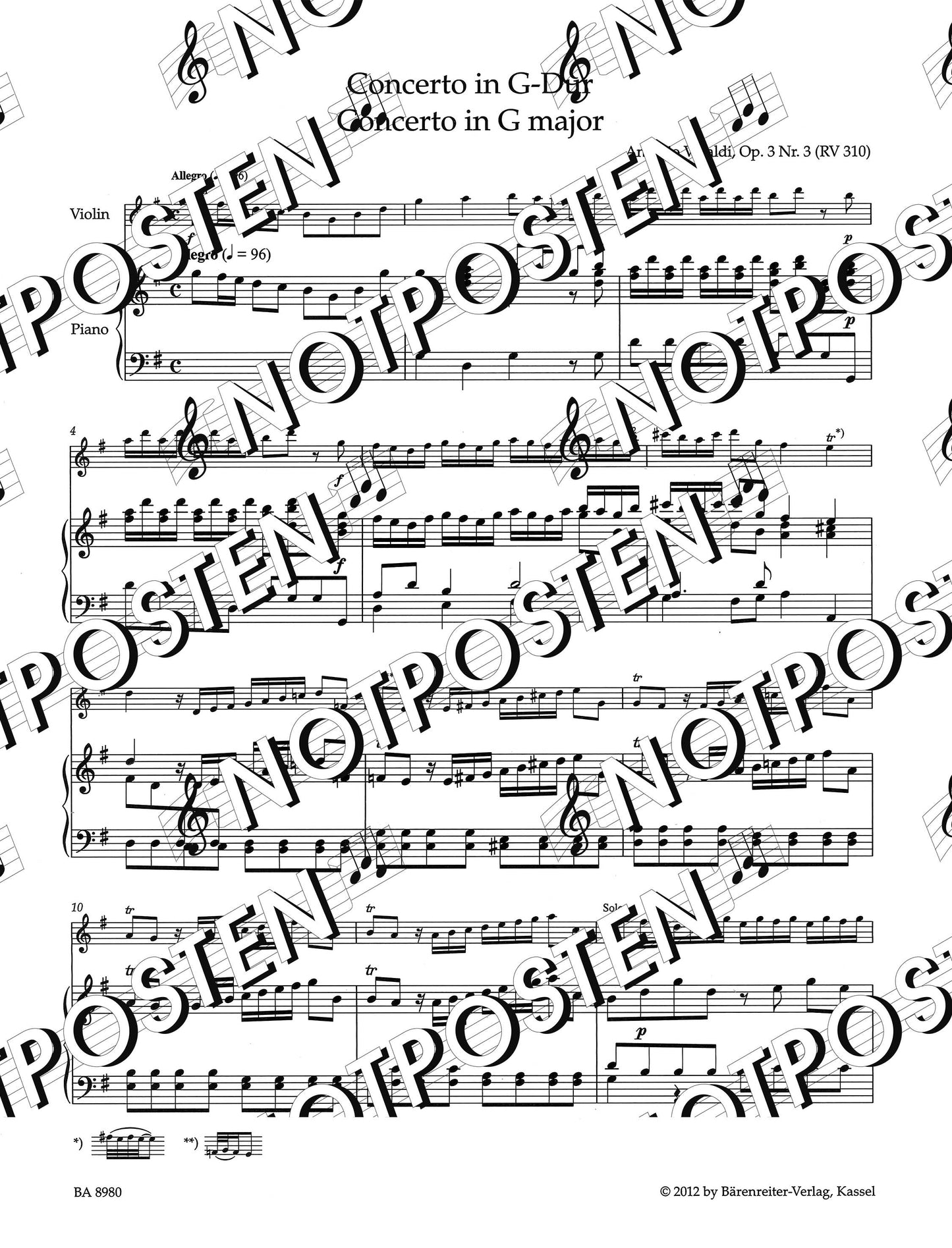 Antonio Vivaldi: Concerto in G Major Op. 3/3