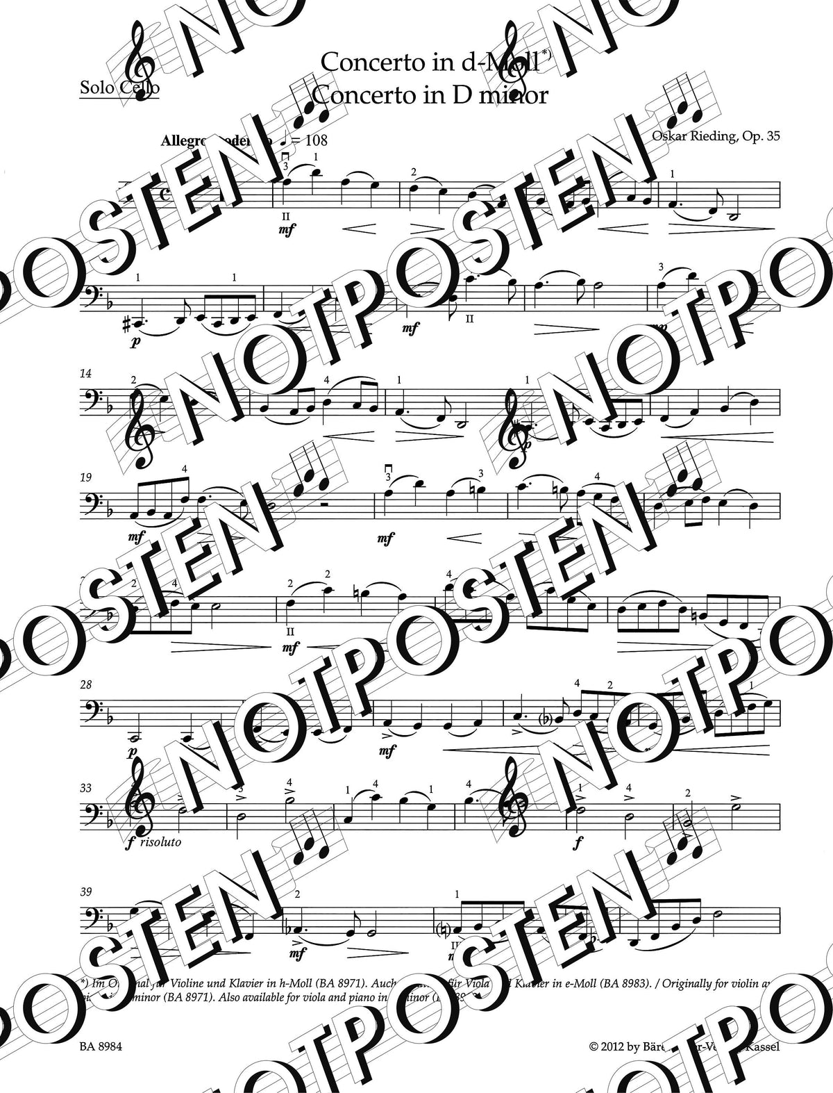 Oskar Rieding: Concerto in B Minor Op. 35