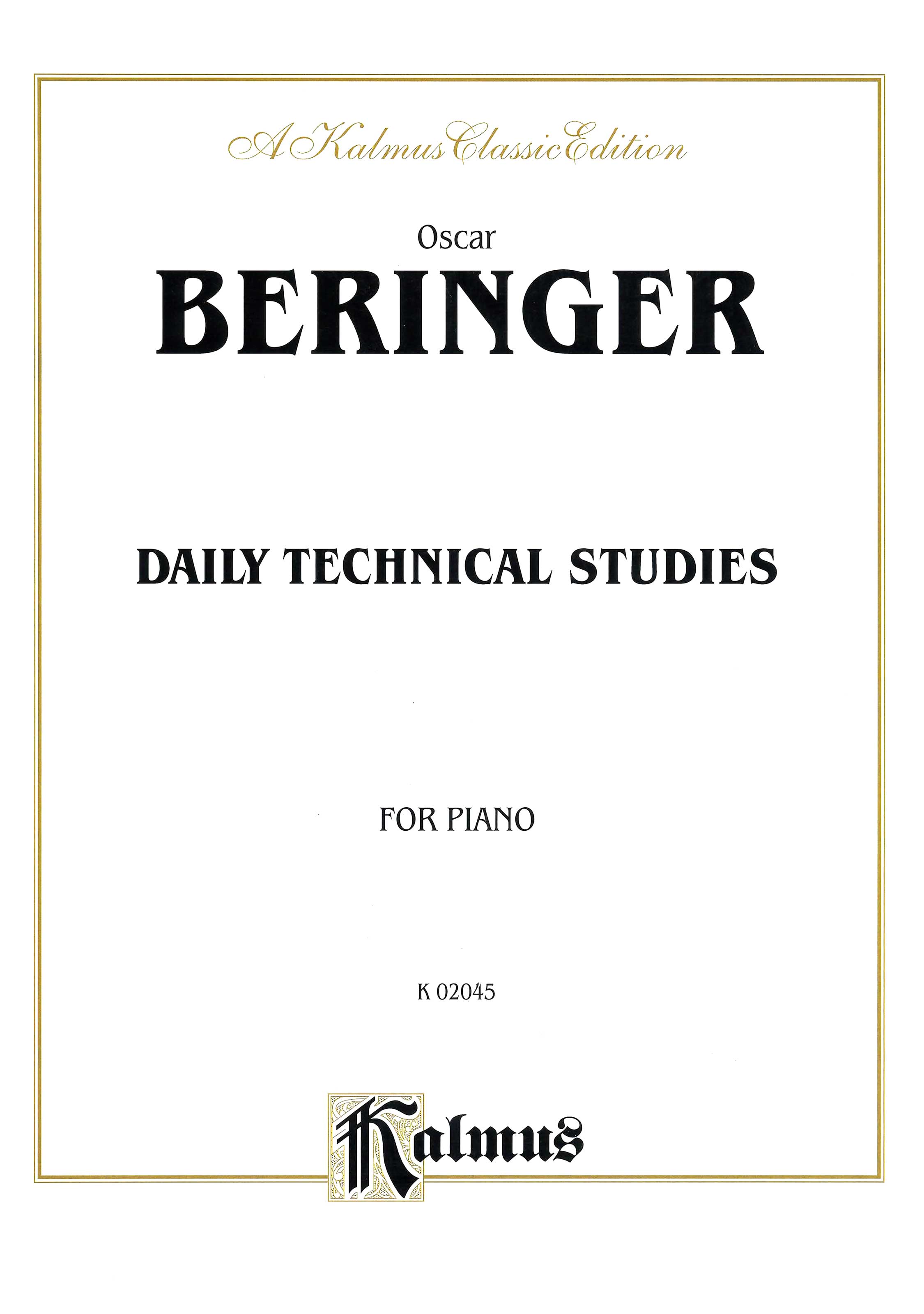 Beringer Daily Technical Studies for Piano