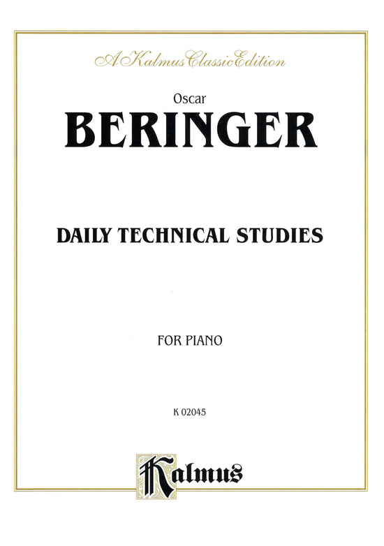 Beringer Daily Technical Studies for Piano