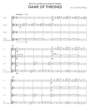 Game of Thrones for Flute Quartet