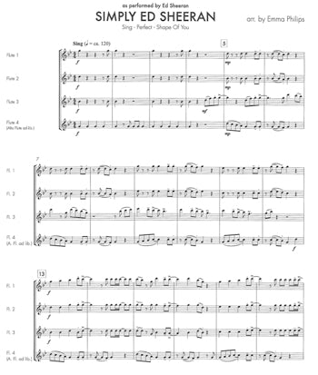 Simply Ed Sheeran for Flute Quartet