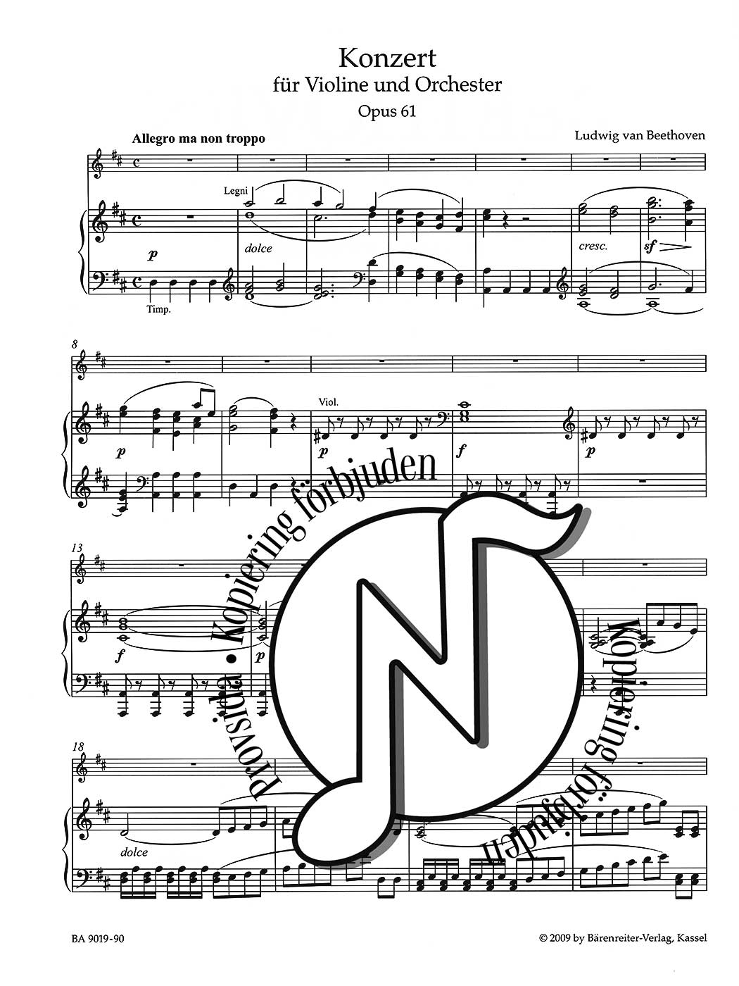 Beethoven: Concerto in D-Major for Violin and Piano op. 61