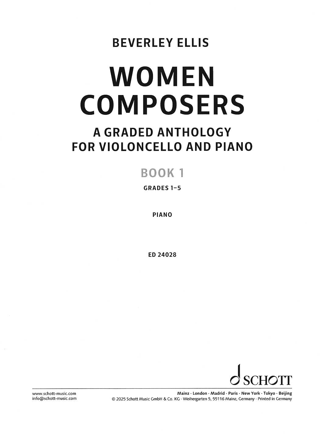 Women Composers: A Graded Anthology for Violoncello and Piano Book 1