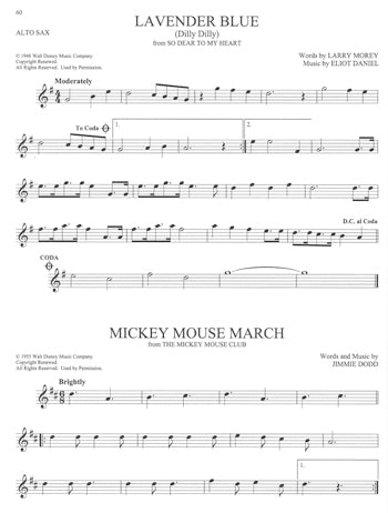 101 Disney Songs Alto Sax