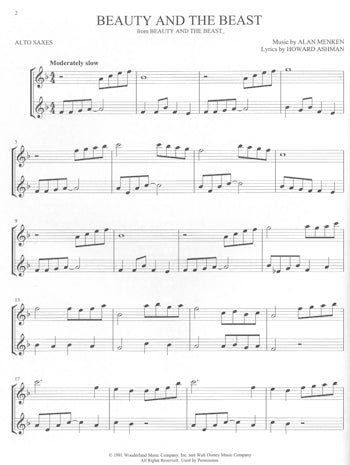 Disney Songs For Two Alto Saxes