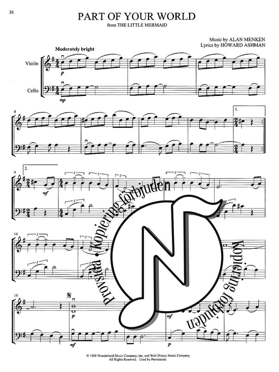 Disney Songs for Violin & Cello Duet