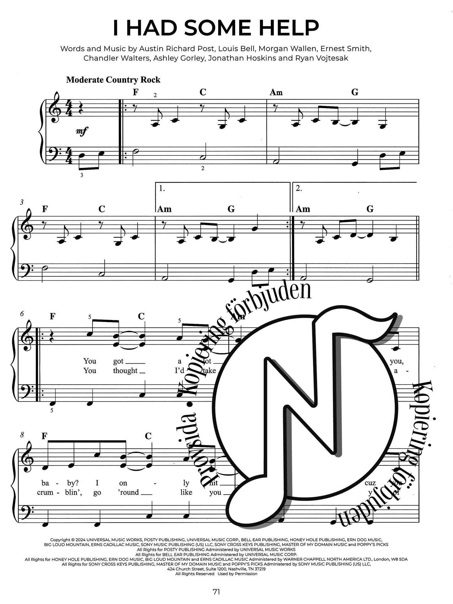 Chart Hits of 2024-2025 (Easy Piano)