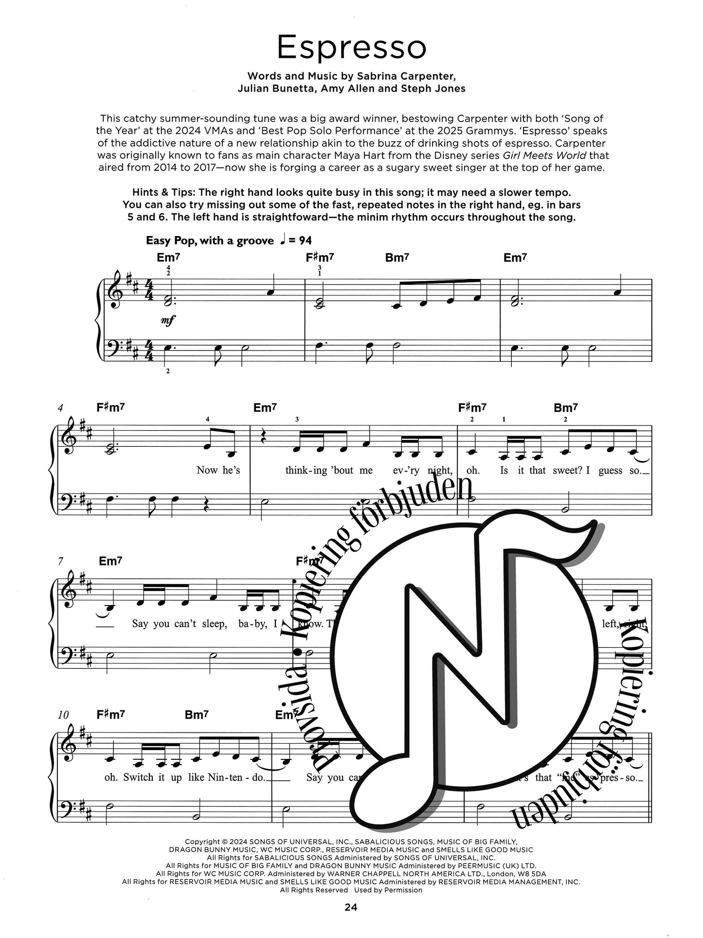 Chart Hits of 2024-2025 (Really Easy Piano)