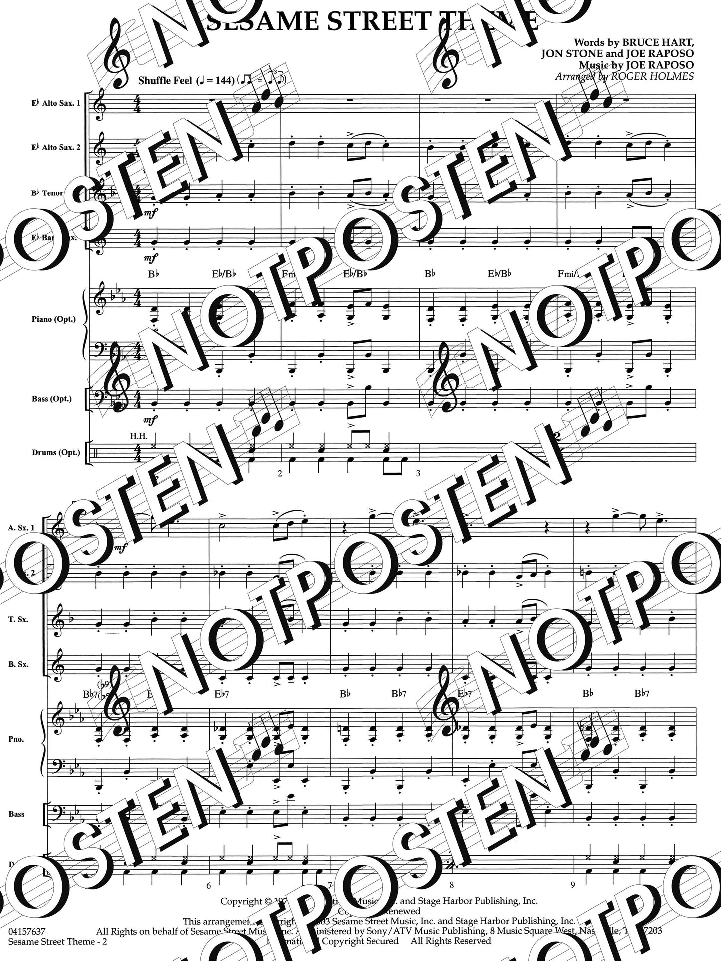 Pops for Ensembles: Sesame Street Theme Saxophone Quartet