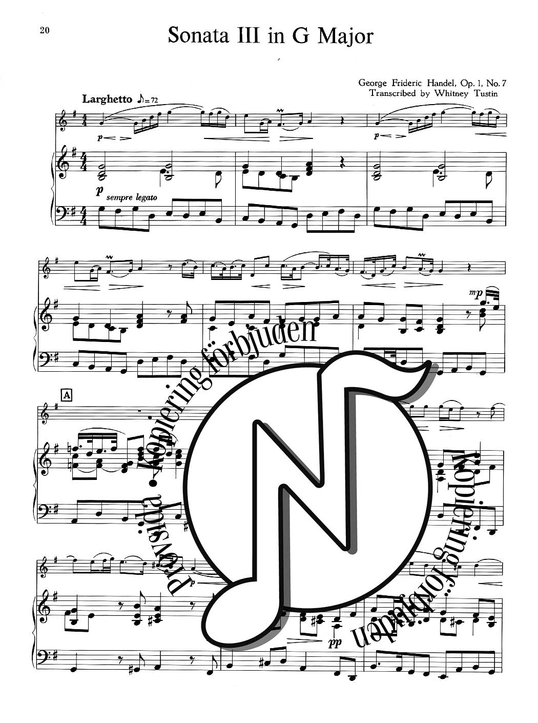 Handel Four Sonatas for Oboe and Piano (Tustin)