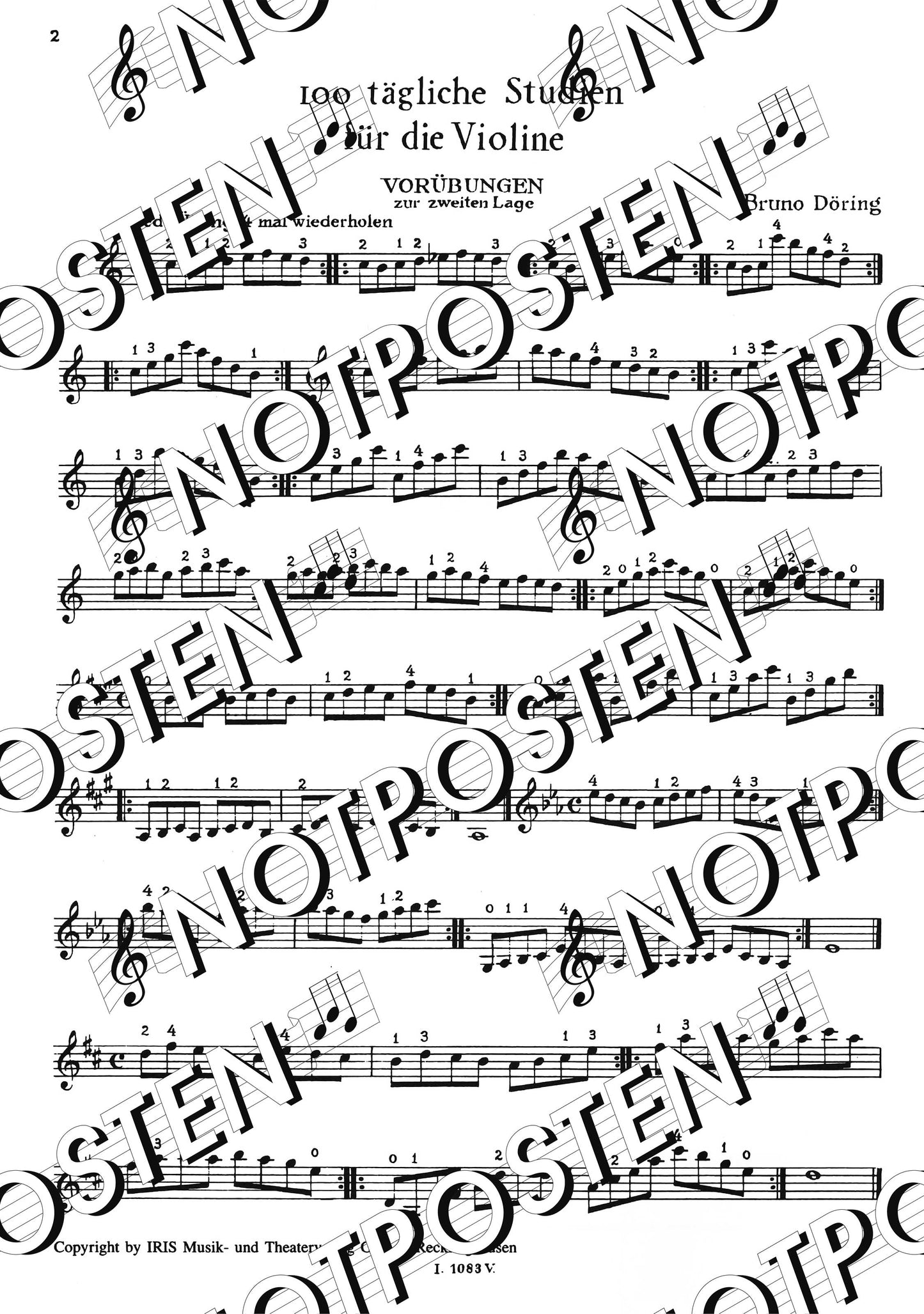 Döring: 100 tägliche Studien für Violione (2. und 4. Lage) Heft 3