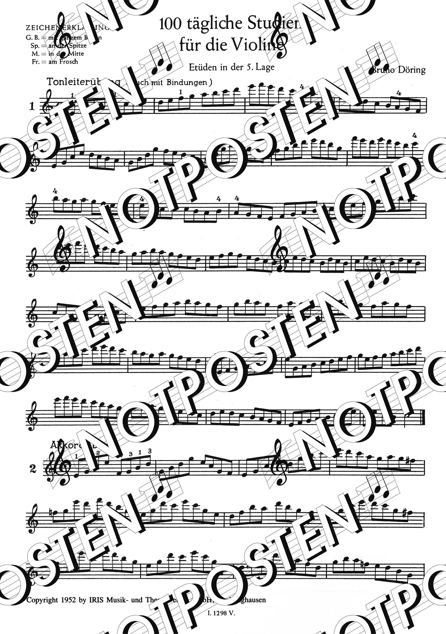 Döring: 100 tägliche Studien für Violin (in der 5. Lage) Heft 4