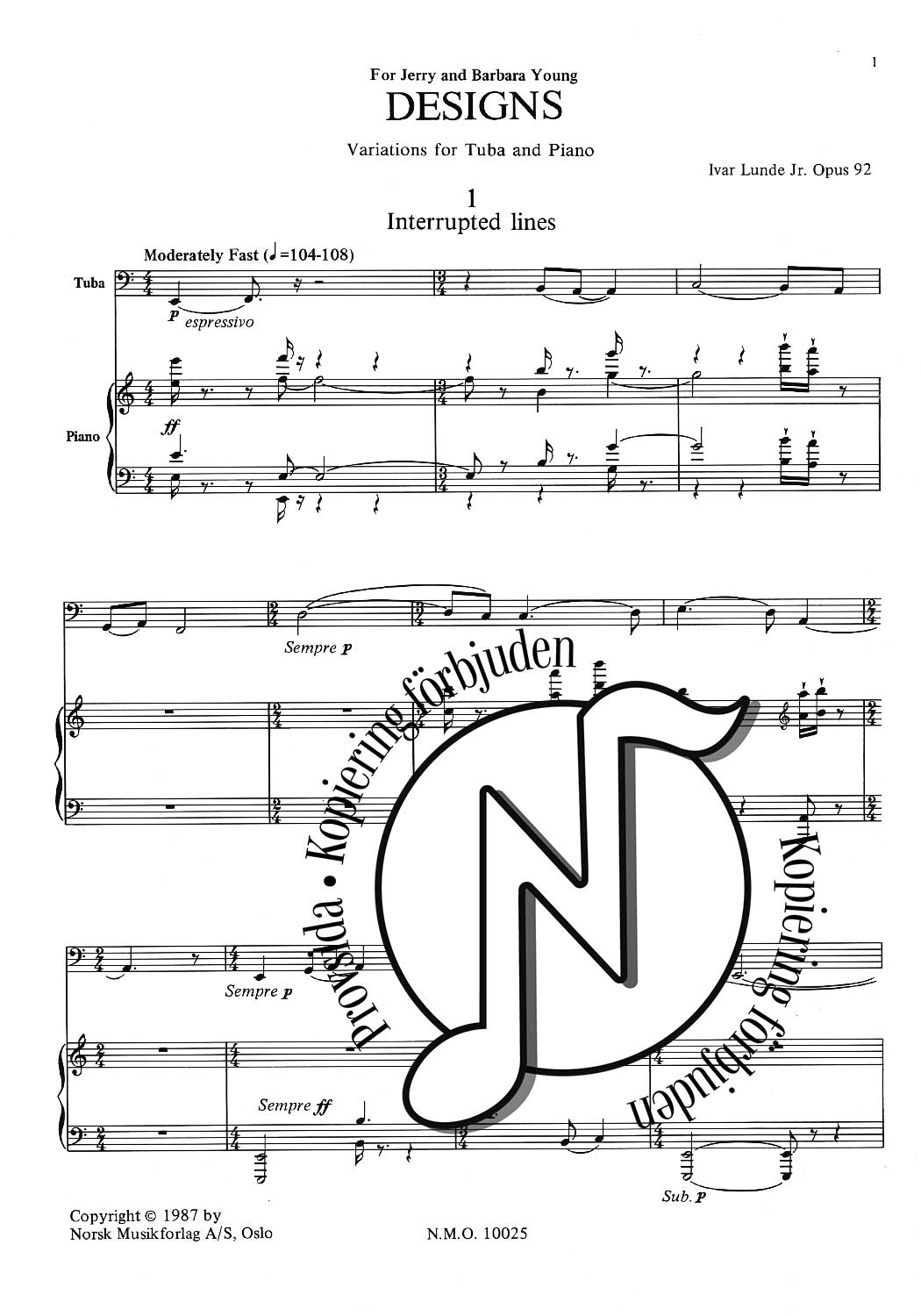 Designs: Variations for Tuba and Piano Op. 92