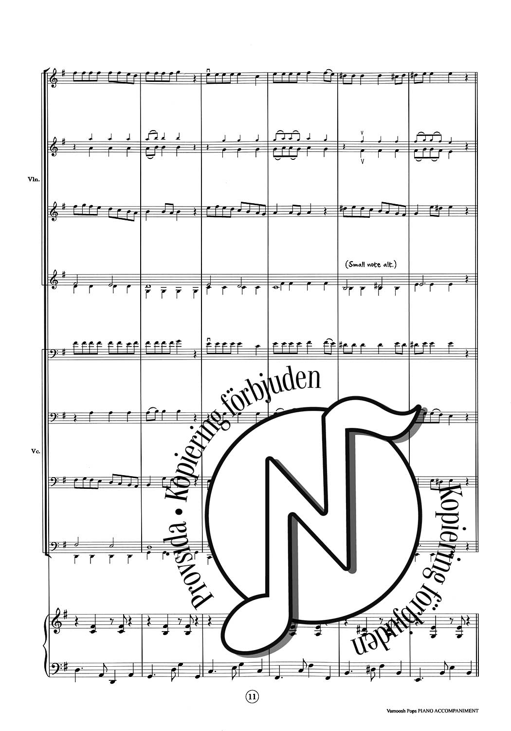 Vamoosh Pops Piano Accompaniment