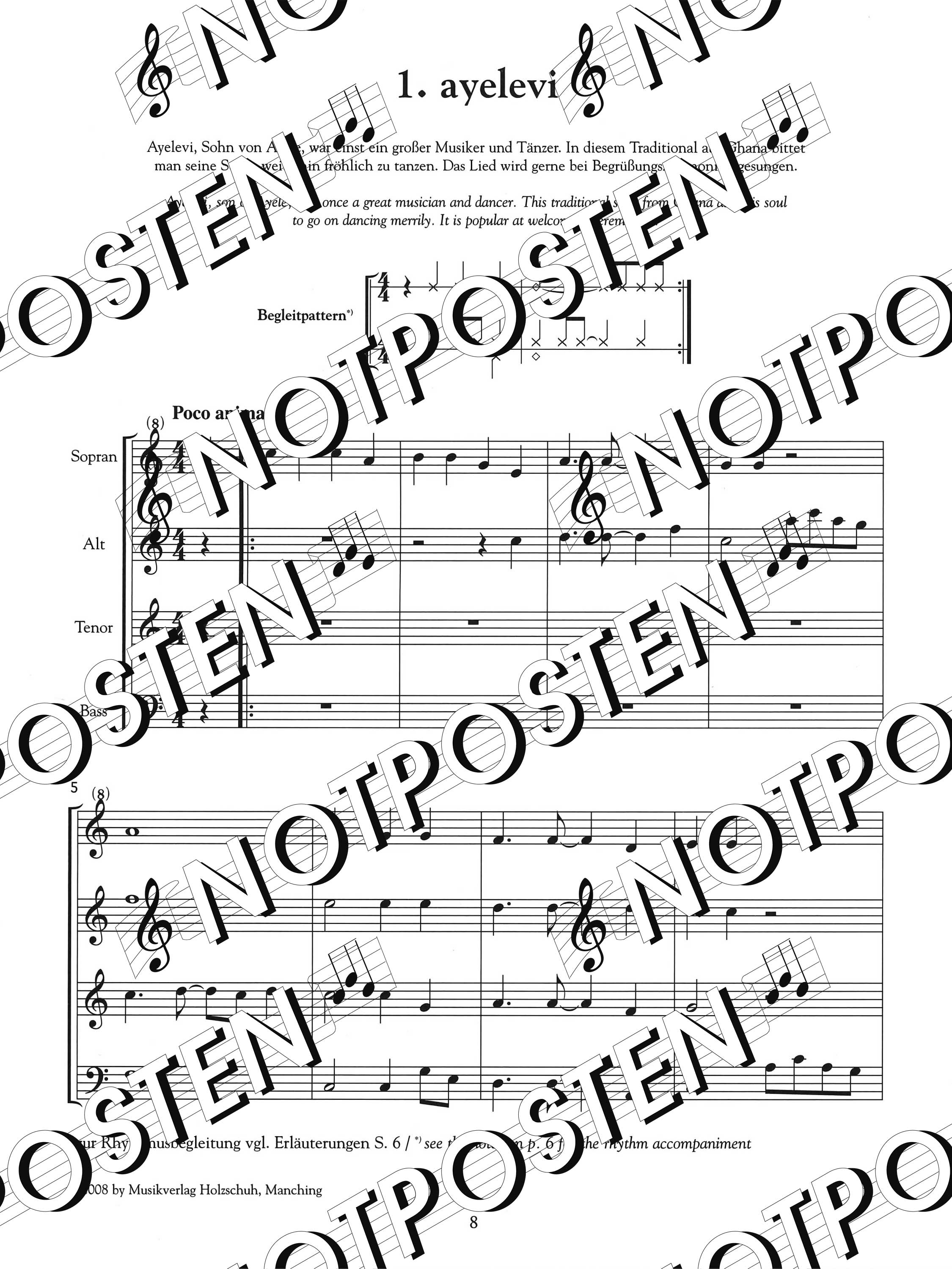 Ayelevi: African Songs & Dances for Recorder Quartet (SATB)
