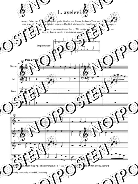 Ayelevi: African Songs & Dances for Recorder Quartet (SATB)