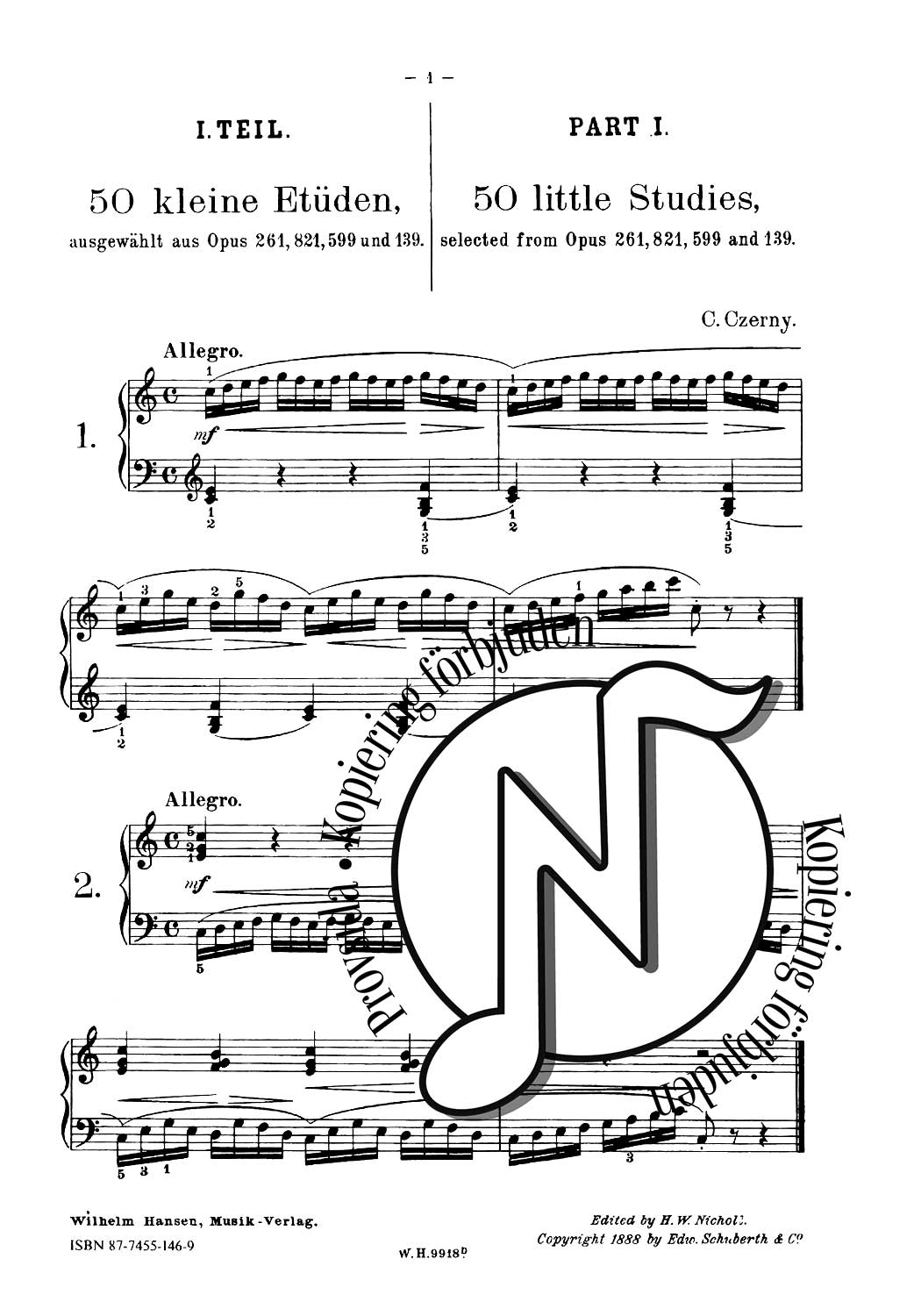 Carl Czerny: Etuder Bind 1 (Piano)