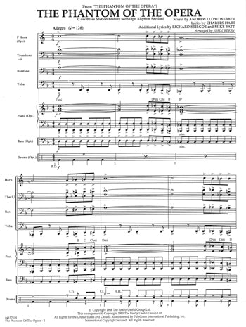 Pops For Low Brass Ensemble The Phantom Of The Opera