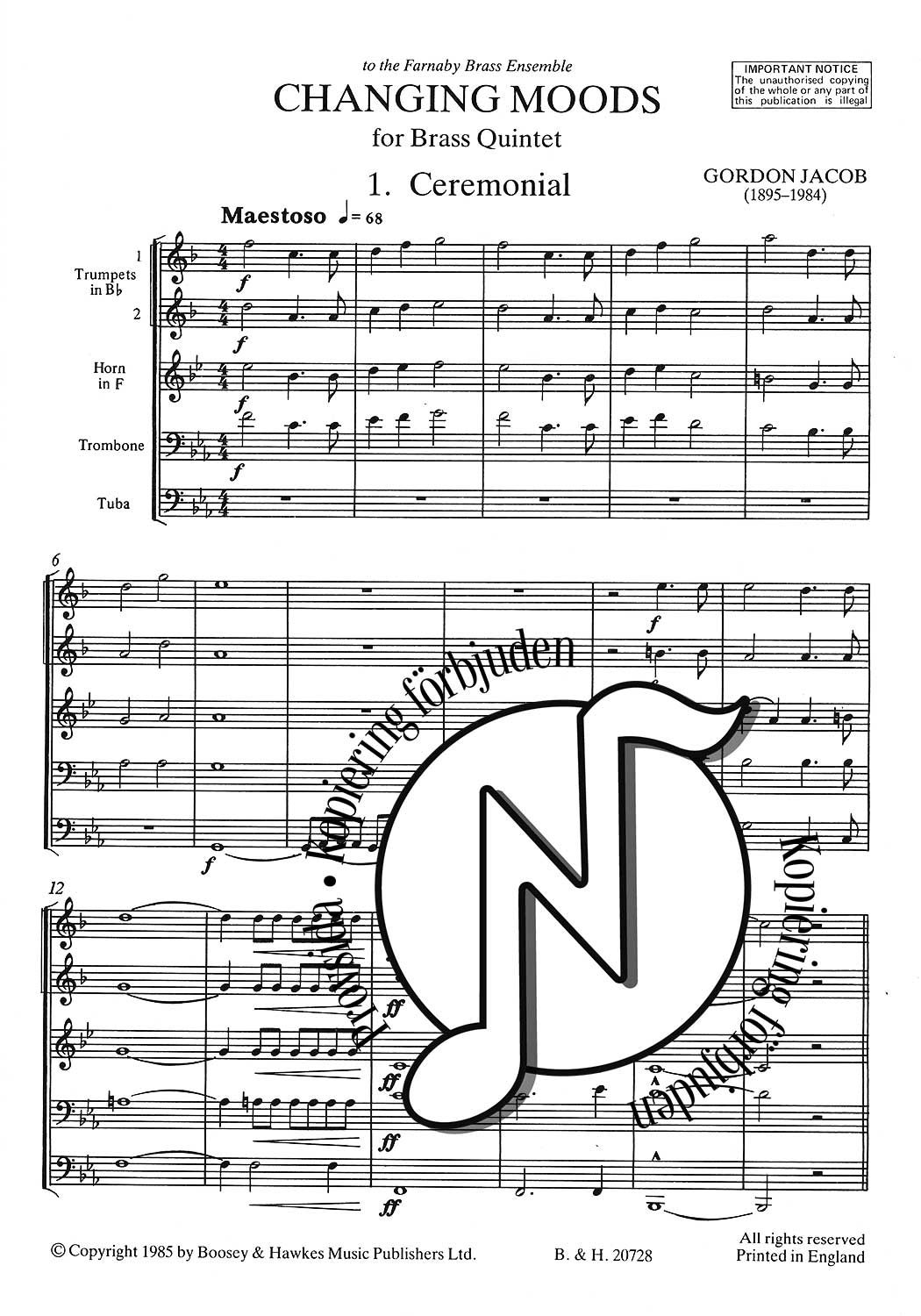 Changing Moods for Brass Quintet (Advanced)