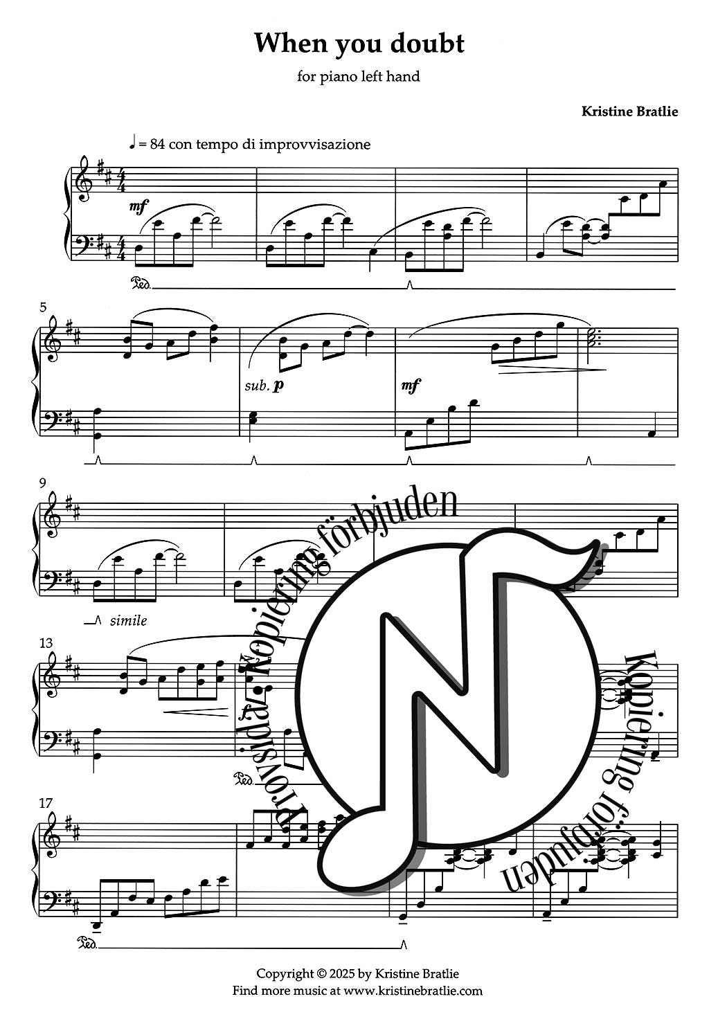 When You Doubt for Piano Solo (Left Hand)