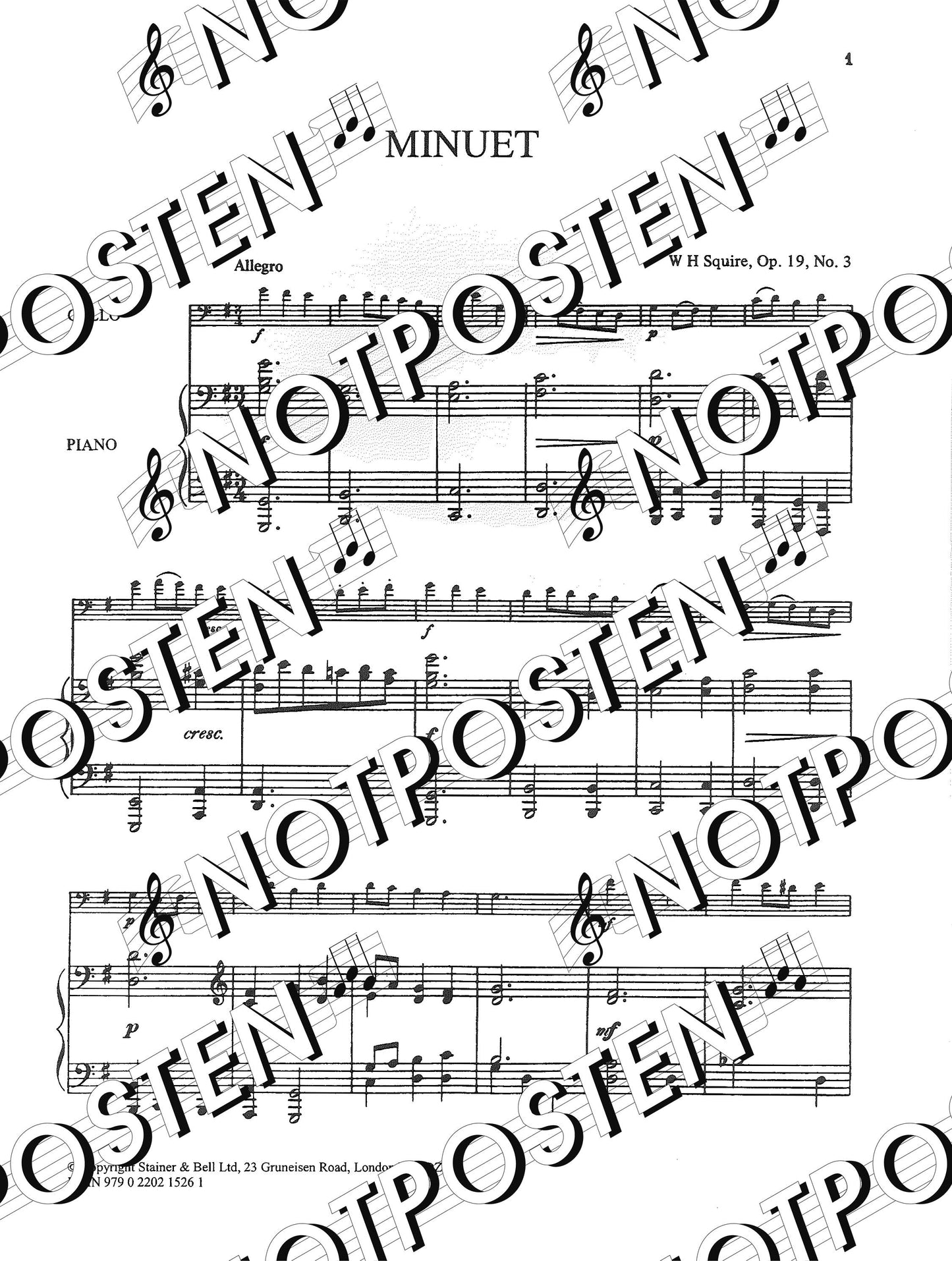 Minuet: for Cello and Piano (W.H. Squire)