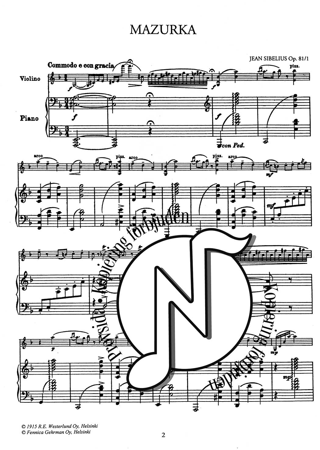 Jean Sibelius: Five Pieces for Violin and Piano Op. 81