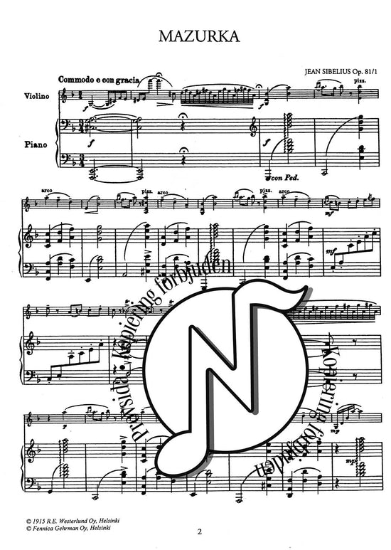 Jean Sibelius: Five Pieces for Violin and Piano Op. 81