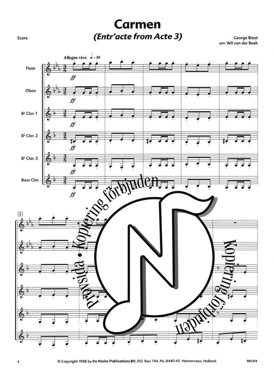 Music Box: Carmen (Entr'acte from Act 3)(Woodwind Sextet)