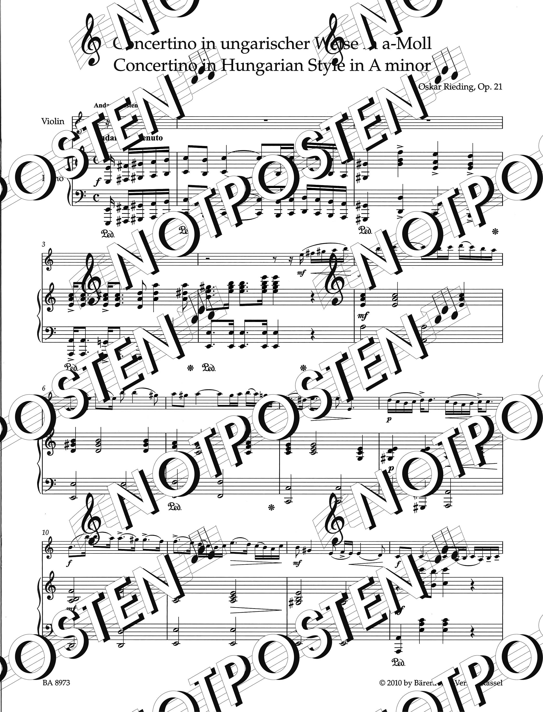 Oskar Rieding: Concertino in Hungarian Style Op. 21