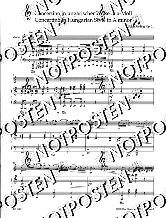 Oskar Rieding: Concertino in Hungarian Style Op. 21