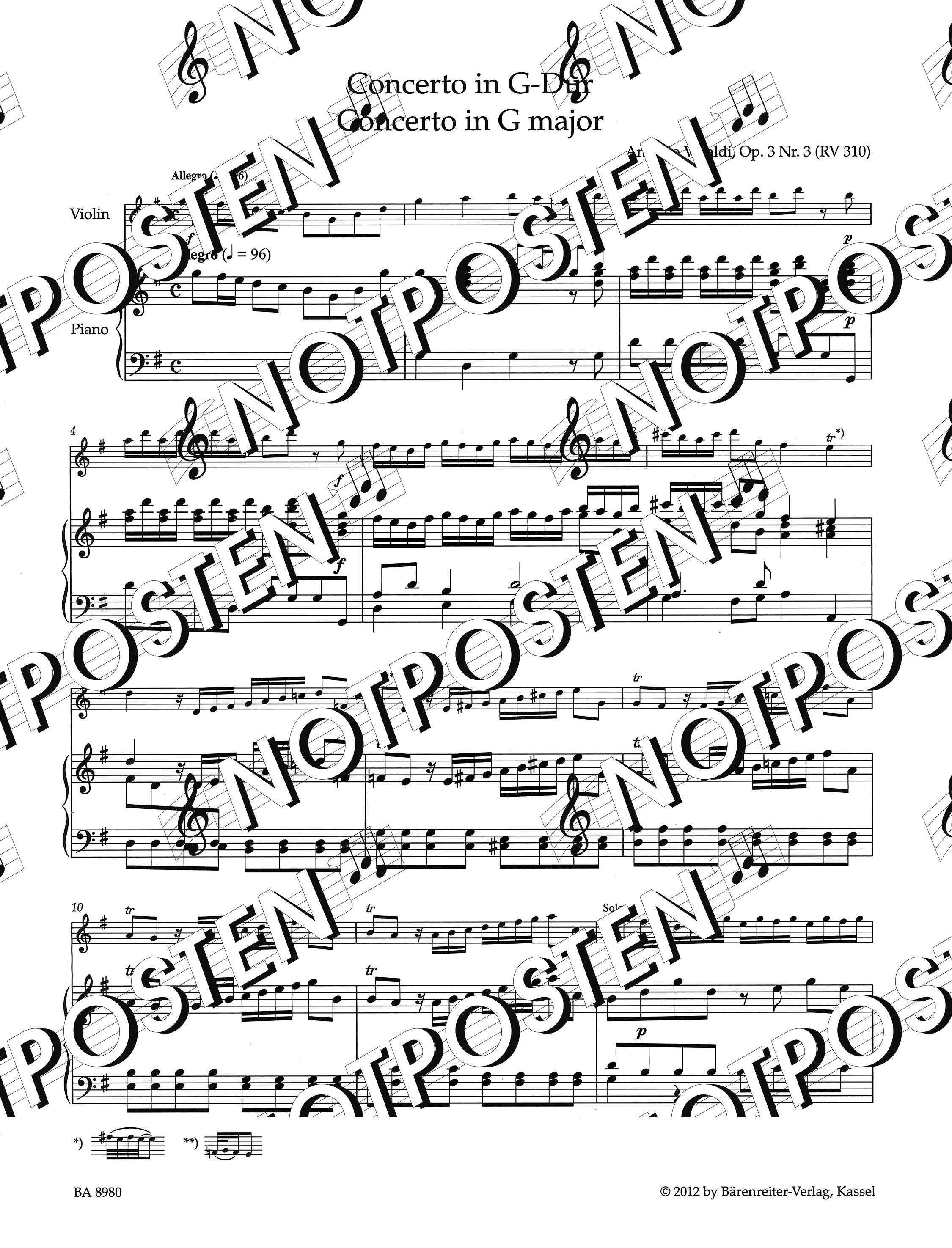 Antonio Vivaldi: Concerto in G Major Op. 3/3