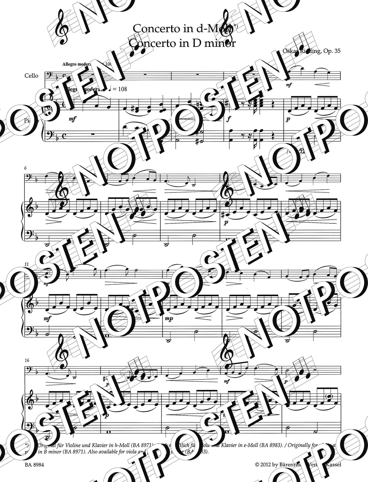 Oskar Rieding: Concerto in B Minor Op. 35