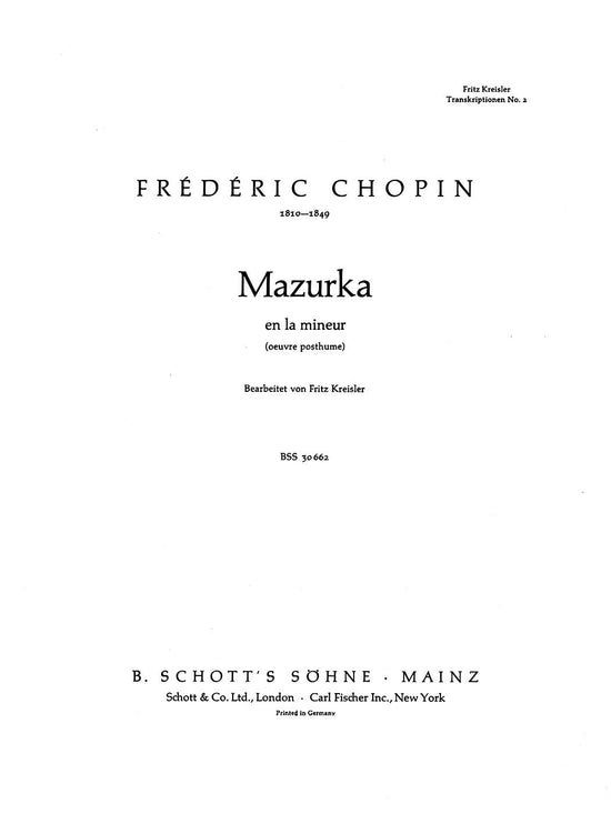Frédéric Chopin: Mazurka en la mineur