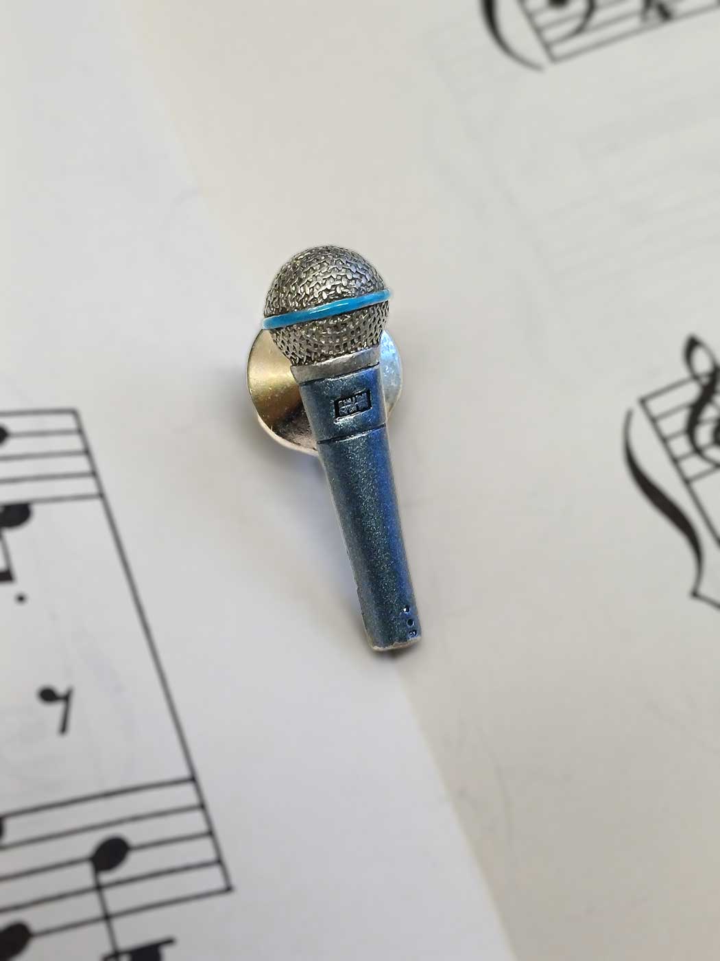 Pin Mikrofon Blå Metallic