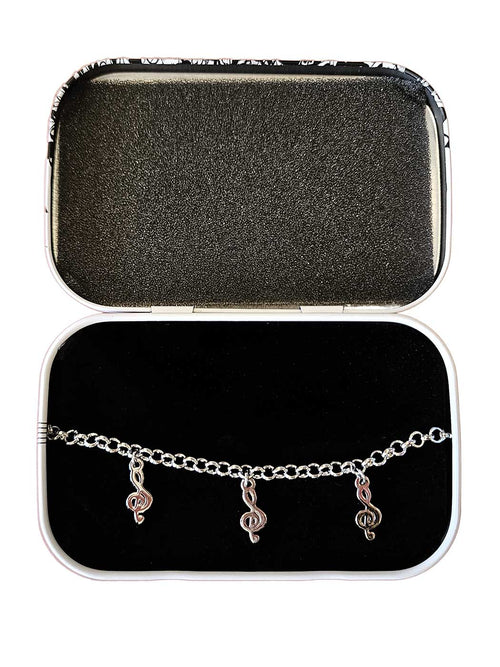 Armband silverkedja G-klav