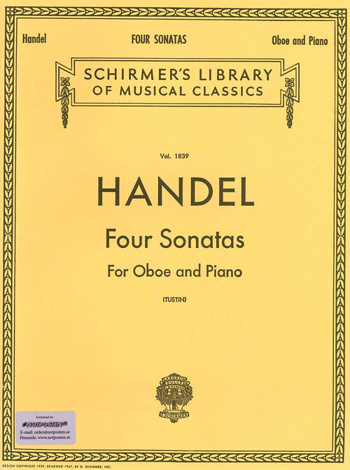 Handel Four Sonatas for Oboe and Piano (Tustin)