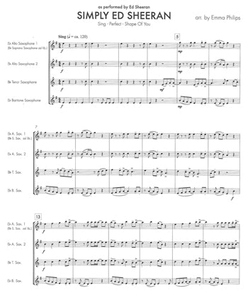 Simply Ed Sheeran For Saxophone Quartet