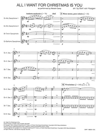 All I Want for Christmas Is You (Saxophone Quartet)