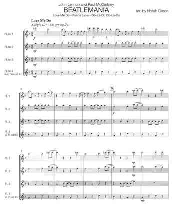Beatlemania as Performed by The Beatles for Flute Quartet