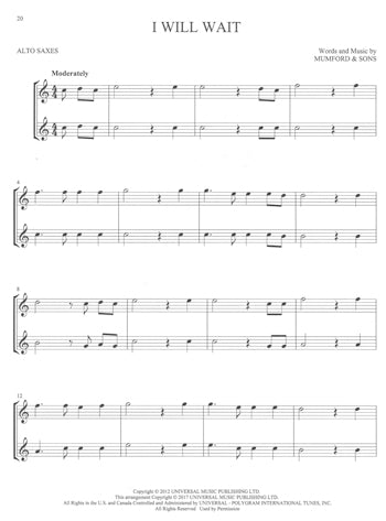 Hit Songs For Two Alto Saxes
