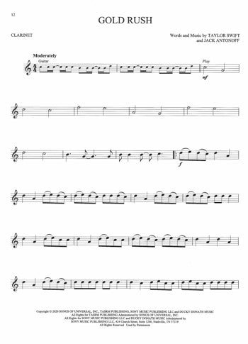 Taylor Swift Clarinet Selections From Folklore & Evermore