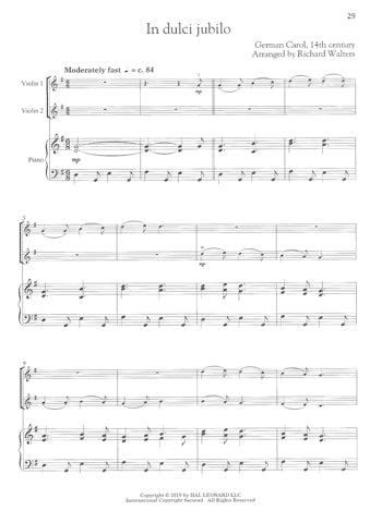 Christmas Carols for Violin Duet & Piano