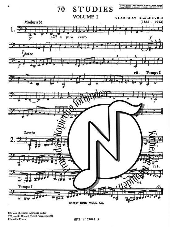 Blazhevich: 70 Studies for BB flat Tuba Volume 1