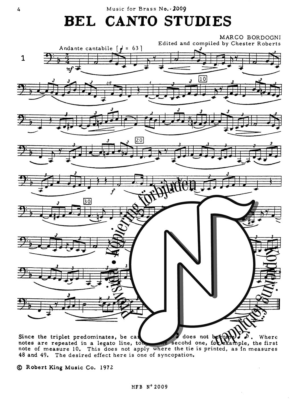 Marco Bordogni: 43 Bel Canto Studies for Tuba (or Bass Trombone)