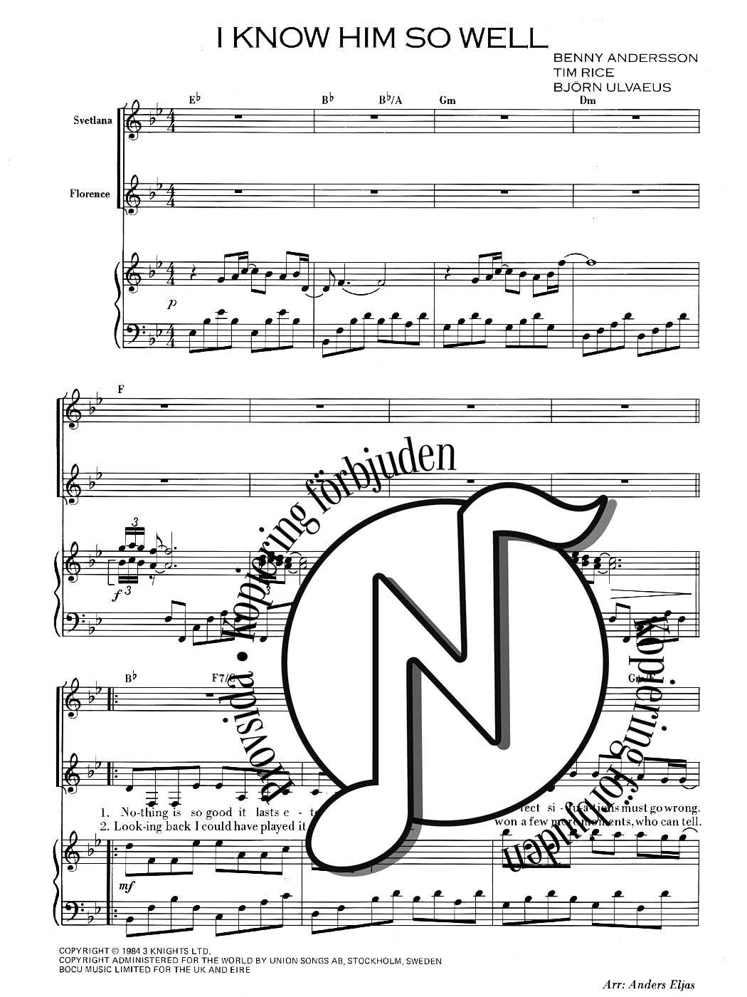 I Know Him So Well from Chess (SA + Piano)