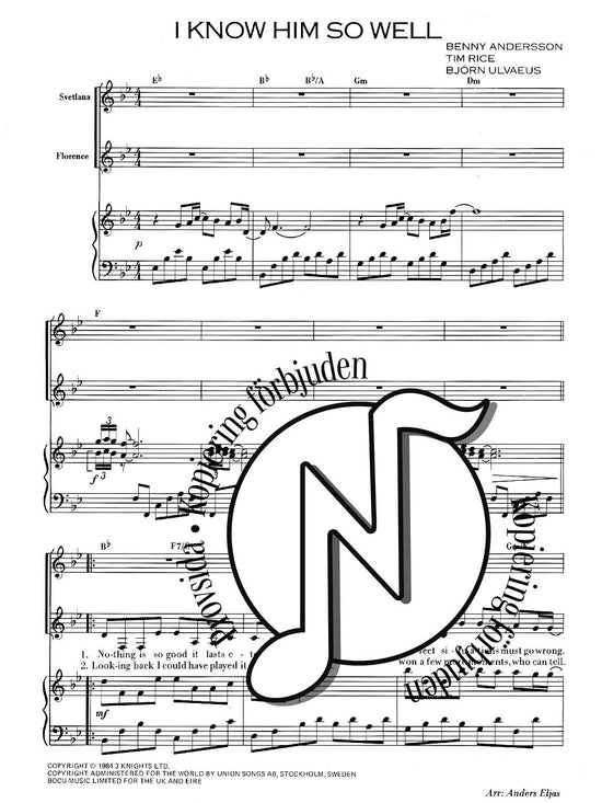 I Know Him So Well from Chess (SA + Piano)